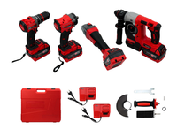 Ensemble d'outils électriques sans fil professionnel 4-en-1 bricolage maison de qualité industrielle 20V Lithium Ion alimenté par batterie en plastique boîtier rigide