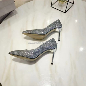 Chaussures à talons hauts de luxe à dégradé de couleurs vives, avec paillettes spéciales, très brillantes, qui ne glissent pas facilement, idéales pour les soirées et banquets de célébrités JC - Product Image 4