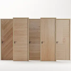 China White Oak Interior Doors Solid Slab Doors Interior Door With Lock Wooden Skin With Fram Enatural