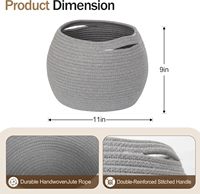 Panier de rangement en coton tissé moderne décoratif, panier rond pour plantes écologique pour une utilisation en intérieur, organisateur mignon pour la chambre de bébé