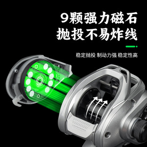 Moulinet de pêche FC2000 en alliage d'aluminium, rapport de transmission 7.2:1, frein magnétique, pour droitier et gaucher - Product Image 3