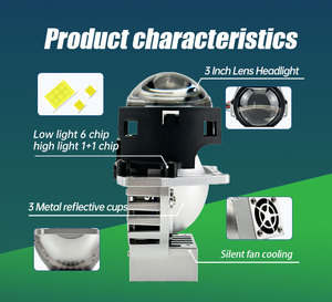 Cuadrado Auto Proyector Bi LED Faro Lente 3,0 \ "Blanco Hi <span class=keywords><strong>Lo</strong></span> Beam 12V Faros para Hilux Accord Q5 A3 Fit A5 Toyota Corolla - Product Image 4