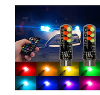 Lampe d'éclairage d'ambiance de haute qualité, éclairage intérieur dansant, clignotant, 12V, voiture, RGB, T10, COB, 12smd, ampoule LED en silicone, télécommande