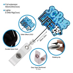 <span class=keywords><strong>4</strong></span> pièces Flash SCRUB LIFE Lettre Badge Reel Teacher Student Doctor Nurse Office Gifts Rétractable Badge Reel - Product Image 2