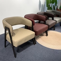 Fauteuil d'appoint 8155 en cuir PU style nordique, dossier ouvert, pieds en métal, chaise de loisirs individuelle pour salle à manger