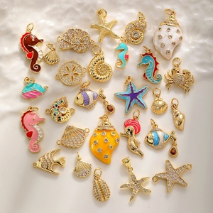 Dijes de Cobre con Baño de Oro 18K, Esmalte <span class=keywords><strong>Rosa</strong></span> Brillante y Circonita, Lindos y Delicados, Accesorios de Joyería de Moda para la Creación de Broches de Diamantes de Imitación - Product Image 5