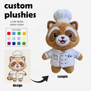 Fabricant de jouets en peluche personnalisés : Porte-clés en peluche <span class=keywords><strong>Kiki</strong></span>, raton laveur aux chapeaux de chef, ultra-réaliste, personnalisation d'entreprise, vente en gros - Product Image 1