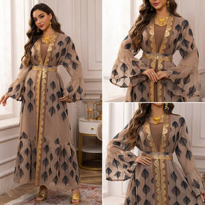 Abito Musulmano di Lusso <span class=keywords><strong>Aya</strong></span> 469 per Donne, Vestito Dubai con Ricami in Rete, Abbigliamento Islamico Femminile, Set <span class=keywords><strong>Aya</strong></span> 2 Pezzi - Product Image 2