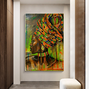 Affiches <span class=keywords><strong>et</strong></span> impressions d'art graffiti de femmes noires africaines, peintures abstraites sur toile de filles africaines, images murales décoratives - Product Image 5