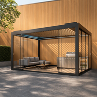 Pergola bioclimatique en aluminium motorisée avec lames orientables, imperméable, résistante à la neige, écologique, pour espaces de vie extérieurs
