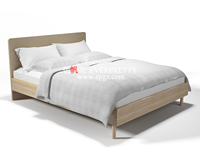 Lit double en bois à coins arrondis de haute qualité et confortable pour dortoir scolaire, universitaire, appartement, auberge, hôtel - À vendre