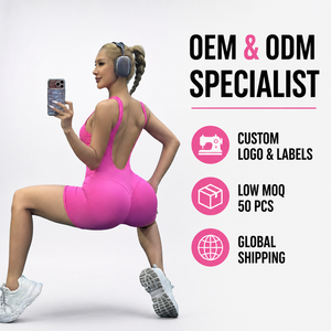 Women Premium Hot Pink Backless Yoga Unitard with <b>Booty</b> Scrunch Detail and High Stretch Fabric for Professional Fitness Brands - Product Image 2