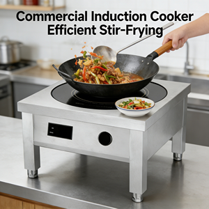 Cuisinière à induction commerciale à économie d'énergie de 5000 W, plaque de cuisson plate en acier inoxydable pour restaurant - Product Image 1