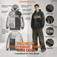 Setelan Pakaian Pria Cenloong Berhias Berlian Imitasi, Tracksuit Tebal Model Distressed Khusus, Setelan Hoodie Pria