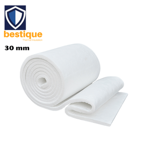 <span class=keywords><strong>Rouleau</strong></span> de laine isolante aiguilletée en silicate d'aluminium, épaisseur 30 mm, densité 128 kg/cm³, couverture en feutre de fibre céramique pour four - Product Image 1
