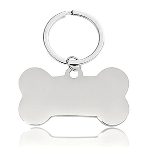 Porte-clés mousqueton 3D en acier inoxydable, plaque métallique personnalisable pour gravure laser, style médaille d'identification pour chien - Cadeau promotionnel tendance - Product Image 1