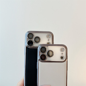 Coque de protection simple de couleur unie électroplaquée pour <span class=keywords><strong>iPhone</strong></span> 16 <span class=keywords><strong>Pro</strong></span> <span class=keywords><strong>Max</strong></span>, protection complète de l'objectif, coque de téléphone pour <span class=keywords><strong>iPhone</strong></span> 17 - Product Image 4