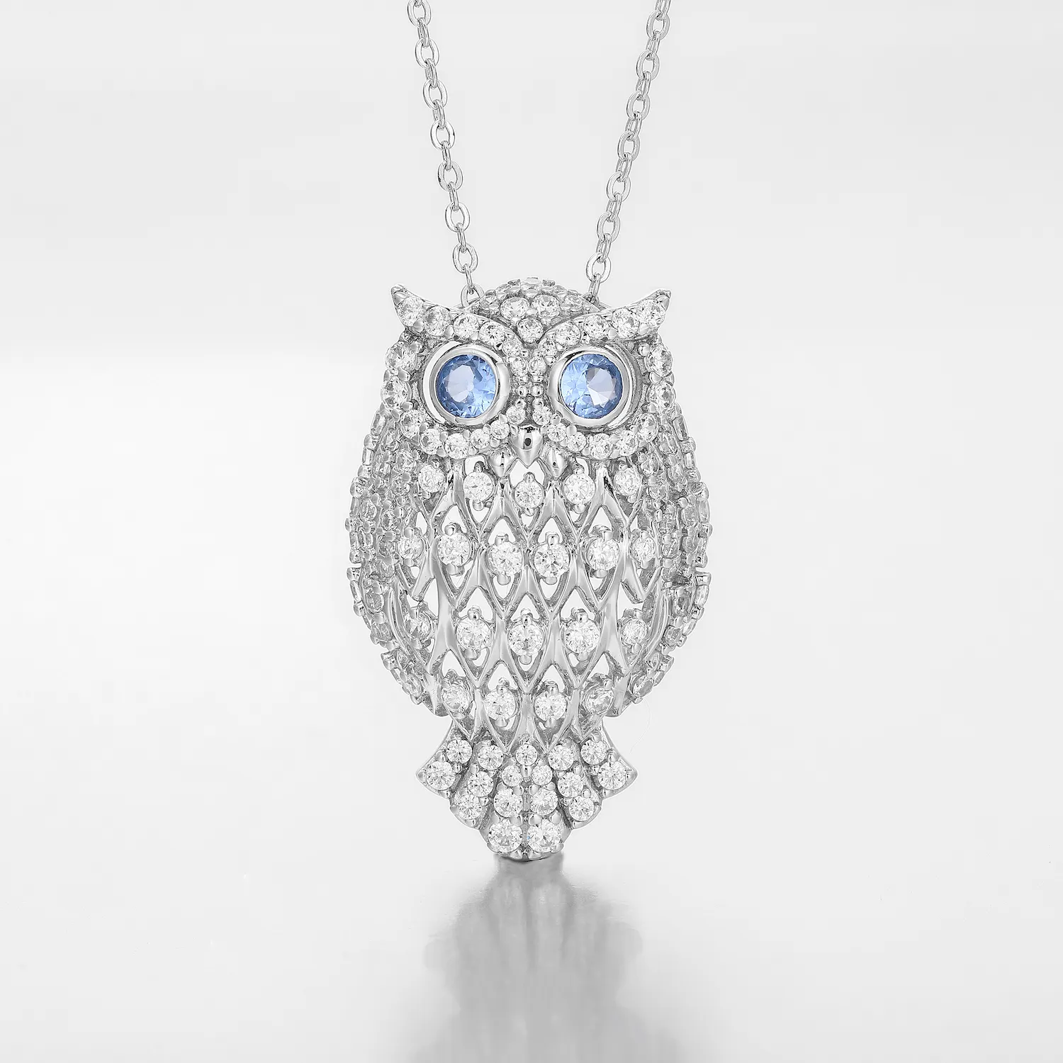 Gemstone Owl Necklace Fashion Trendy Party Women Jewelry Hot Selling Zirconia Diamond for Party and Engagement Gift Silver 925