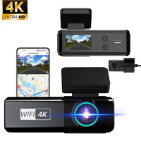 Caméra et enregistreur GPS de voiture 4K HD, écran IPS 1,47 pouces, double caméra, vision nocturne, contrôle WiFi via application, angle de 170 degrés, max 128 Go, caméra embarquée