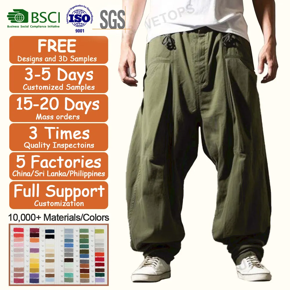 Fallschirmhose Herren Baggy - Weite Cargo Hose Mit Elastischer Taille