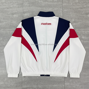 Pakaian Kustom Produsen Jaket Windbreaker Longgar Setelan Olahraga 2 Potong Bordir Ukuran Besar Warna Blok Setelan Olahraga Nilon untuk Pria - Product Image 4