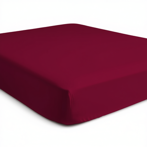 Sábana Ajustable 100% Algodón Color Burdeos Individual Francés 90x190cm - Product Image 3