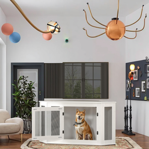 Jaula de madera para mascotas de alta gama, perrera para perros, estilo de muebles para interiores, cojín transpirable, esquina, <span class=keywords><strong>caseta</strong></span> de <span class=keywords><strong>perro</strong></span> con estampado de animales de Metal - Product Image 2