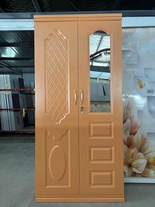 Armoires métalliques personnalisables avec serrure, 2 portes, design gaufré, armoire en acier avec <span class=keywords><strong>placard</strong></span> à grain de bois - Product Image 4