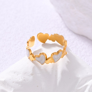 Bague en acier titane de luxe légère, motif cœur, effet goutte d'huile, unisexe, haute qualité, en acier inoxydable, ouverture pour femme, argent sterling - Product Image 3