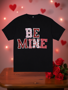T-Shirt Retro Be Mine con Glitter per San Valentino, Manica Corta, Collo Tondo, Motivo a Cuori, 100% Cotone Jersey, Vestibilità Regolare, Primavera Estate - Product Image 2