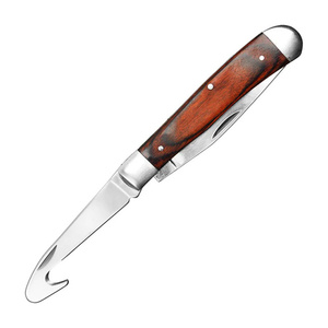 Couteau de poche trapper pour homme, pointe à clipser, <span class=keywords><strong>lame</strong></span> de scie, 3 lames en acier inoxydable, manche en <span class=keywords><strong>bois</strong></span>, pour camping et randonnée en extérieur, vente en gros petites commandes - Product Image 3