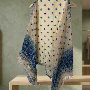 Conjuntos de Bufandas y Dupattas Tradicionales de Seda Chinon para Mujer al por Mayor con Bordado Pesado de Lentejuelas y Encaje, Estolas y Chales de Alta Calidad - Product Image 2