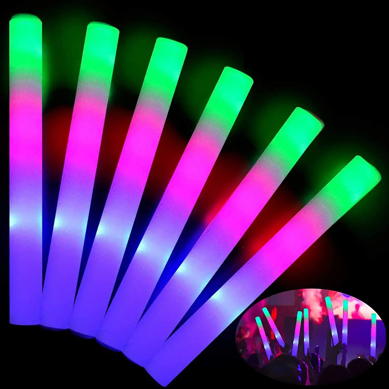 2023 cheap custom atmosphere cheering glowing light up party led foam sticks for concert