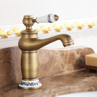 Robinet de lavabo mural en cuivre GEASAM, finition antique, monocommande, cartouche céramique, pour distributeur