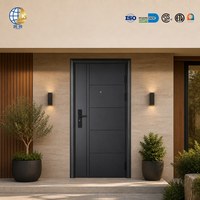 Porte d'entrée moderne personnalisée anti-effraction, porte extérieure économique en acier galvanisé pour la sécurité