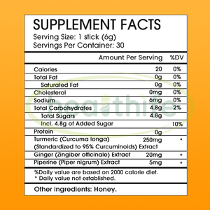 OEM Private Label Suplementos Piperina Gengibre Extrair Açafrão Curcumina Mel Varas 30 Pacotes - Product Image 2