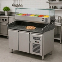 Table de préparation réfrigérée pour pizzas et sandwichs avec plateau en marbre, prix usine, refroidissement par air, certifiée CE AISI304, comptoir réfrigéré pour pizzas