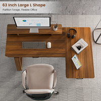 Bureau debout en L moderne personnalisé OEM/ODM avec rehausseur, table d'ordinateur portable réglable pour le bureau à domicile