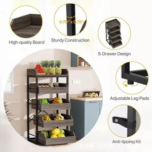 Modern minimalist wooden home <b>vegetable</b> rack, snack display rack, supermarket shelf, kitchen shelf - Product Image 4