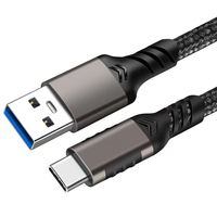 Kabel USB Tipe C jaket nilon 10Gbps USB3.2 kabel Hard Disk dengan PD 60W 3A pengisian cepat 3.0 kabel pengisian Data USB