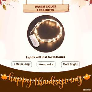 Striscione del ringraziamento felice luce a LED 10 piedi senza decorazioni per il ringraziamento illuminate da DIY decorazione all'aperto per la raccolta delle foglie d'acero - Product Image 3