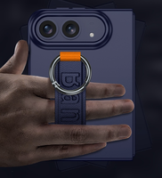 Étui de téléphone pliable avec support anneau, dragonne élastique, protection d'écran intégrée, coque antichoc pour iPhone DUO – Vente en gros
