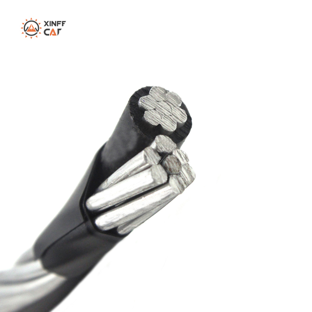 Low Voltage Aerial Bundle Cable Duplex Service Drop Overhead Wire Cable 2 4 6 Awg with AAC AAAC ACSR Neutral Messenger