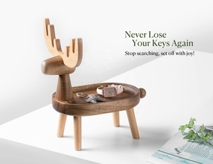 Décor à la maison plateau à clés en <span class=keywords><strong>bois</strong></span> pour entrée Table et bureau cerf elfe bijoux fourre-tout plateau organisateur porte-anneau - Product Image 2