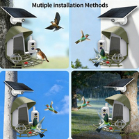 Mangeoire à oiseaux solaire intelligente avec caméra HD, batterie 5200 mAh, étanche IPX5, reconnaissance IA pour oiseaux de jardin extérieur