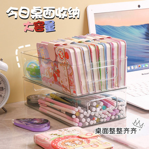 Transparent Desktop Storage Box With <b>Drawers</b> Stackable Organizer For Makeup Cosmetics Jewelry Office Supplies Student Use - Product Image 4