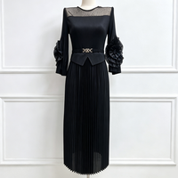 Robe plissée florale 3D à manches évasées en dentelle, cintrée à la taille, amincissante, pour femme, tenue décontractée ou de bureau