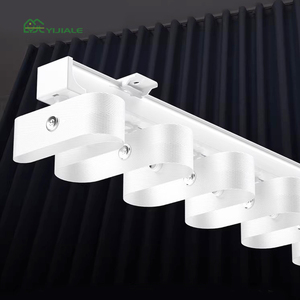 YIJIALE Rail de rideau en métal pour voile, <span class=keywords><strong>sans</strong></span> odeur, non pliable, avec fixation pour plis ondulés en S, pour rideaux à plis tombants longs et rallongés - Product Image 1