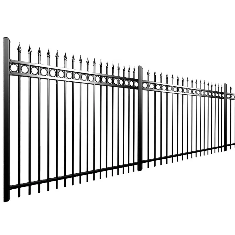 European Style Galvanized And Powder Coated wrought iron Palisade Fence Panels For Road and Railway