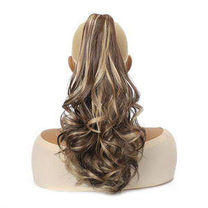 Perruque queue de cheval 18 pouces, cheveux longs ondulés bouclés, extension à clipser pour femme, style Miss, couleur et volume naturels - Product Image 3